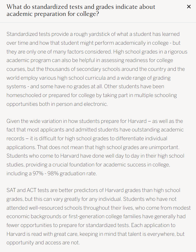 Harvard and Test Scores Screenshot crop test optional admissions Summit Prep