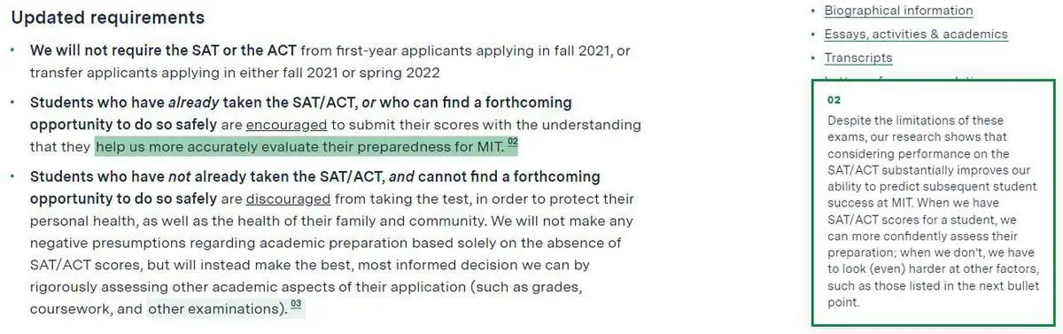 MIT test optional admissions Summit Prep
