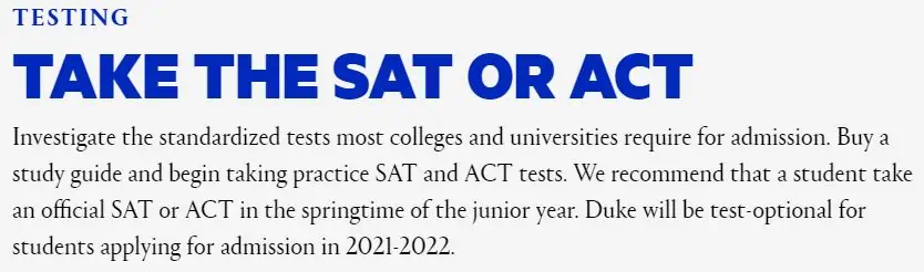 duke test optional admissions Summit Prep