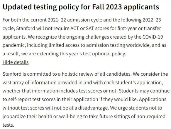 stanford test optional admissions Summit Prep